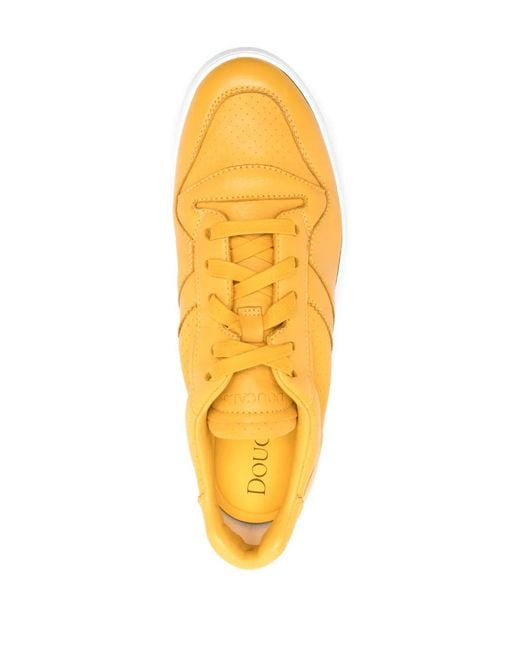 Doucal's Yellow Hugh Leather Low-Top Sneakers for men