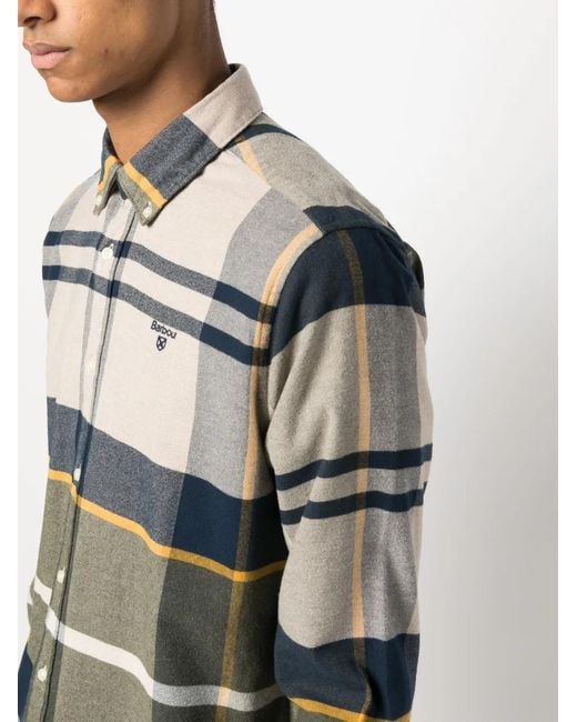 Barbour Gray Plaid-check Pattern Shirt for men