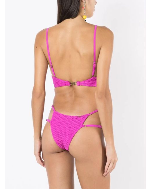 Amir Slama Pink Woven Cut-Out One-Piece
