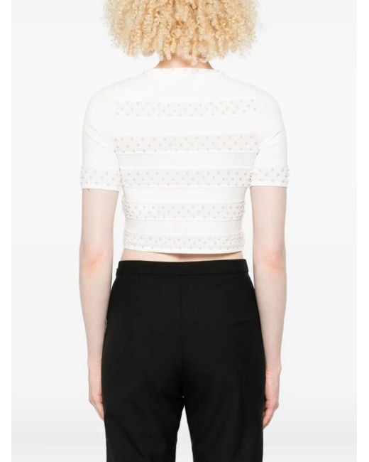 Sandro White Embellished Striped Cardigan