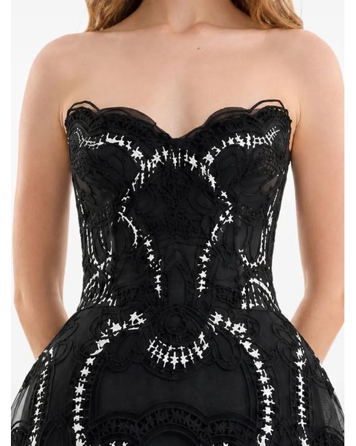 Gemy Maalouf Black Embroidered Strapless Dress