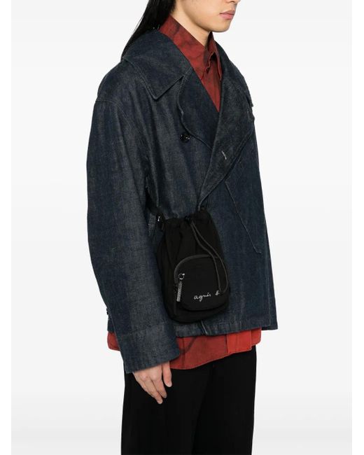 Agnes B. Black Mini Logo Messenger Bag