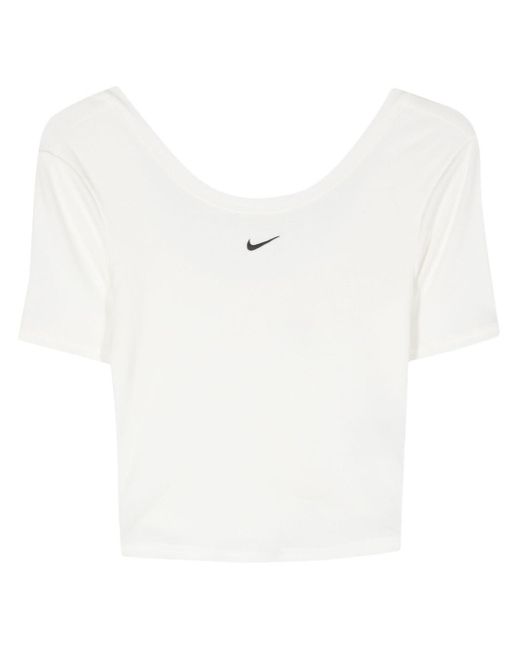 Nike White Chill Knit Cropped Performance T-shirt