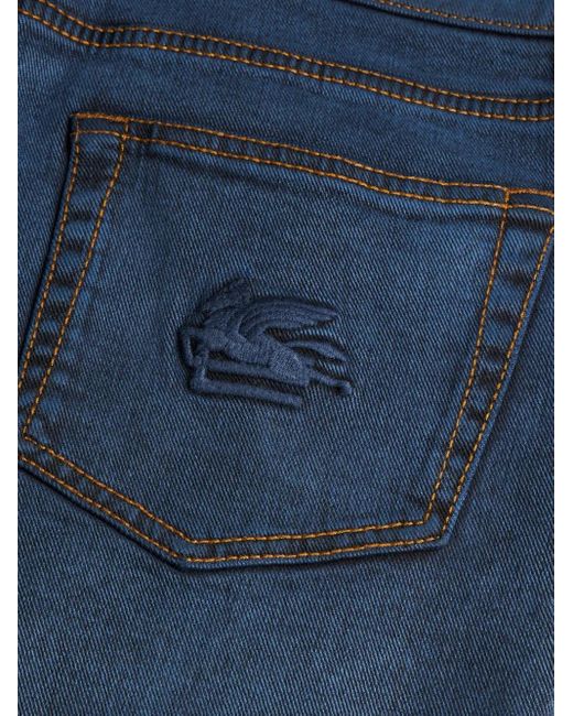 Etro Blue Pegaso-Motif Slim-Fit Jeans for men