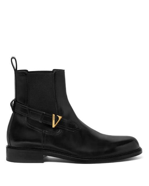 Versace Black Chelsea Round-Toe Boots for men