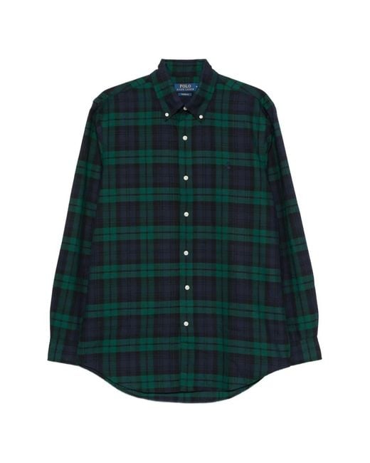 Polo Ralph Lauren Green Tartan-Check Button-Down Shirt for men
