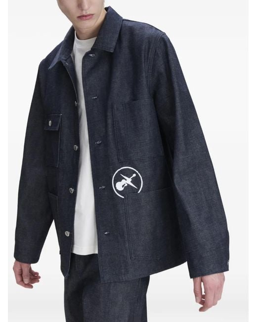 A.P.C. Blue Logo-Detail Chest-Pocket Shirt Jacket for men