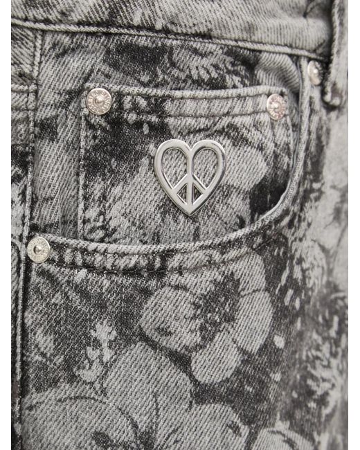 Moschino Black Floral-Print Cargo Jeans