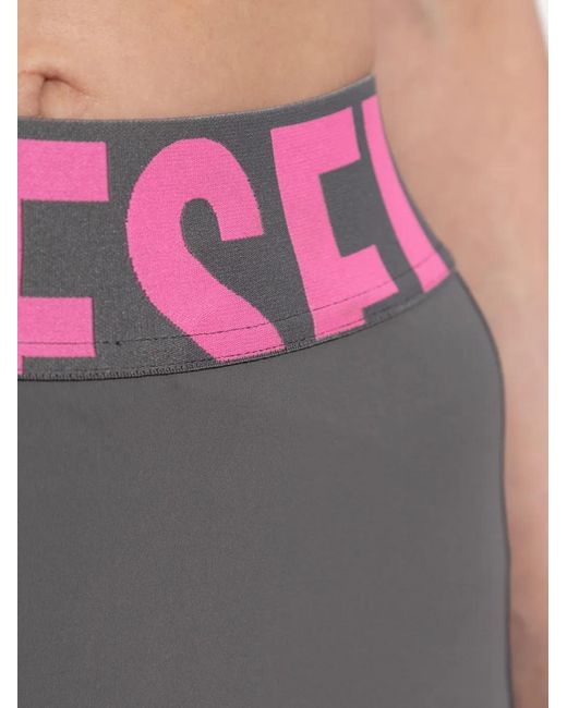 DIESEL Gray Adeline Logo-Waistband Leggings