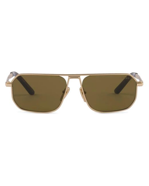 Prada Natural Logo-Plaque Pilot-Frame Sunglasses for men