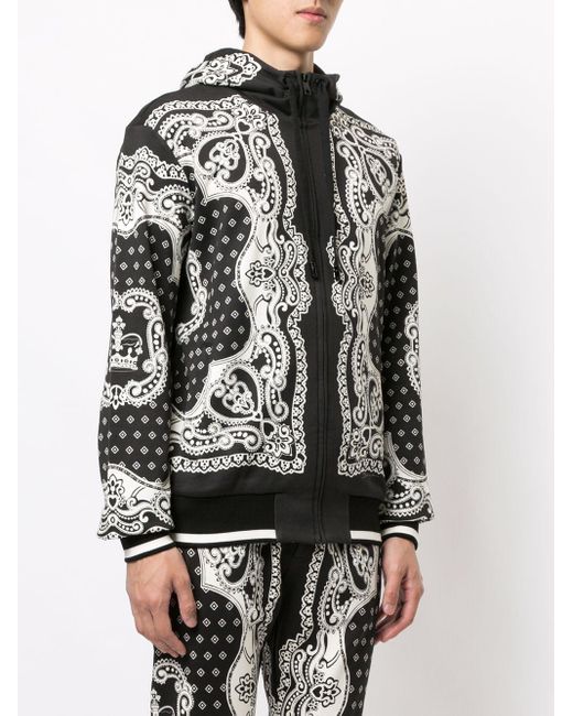 Dolce & Gabbana Cotton Zip-up Hoodie In Bandana Print in Black for Men ...