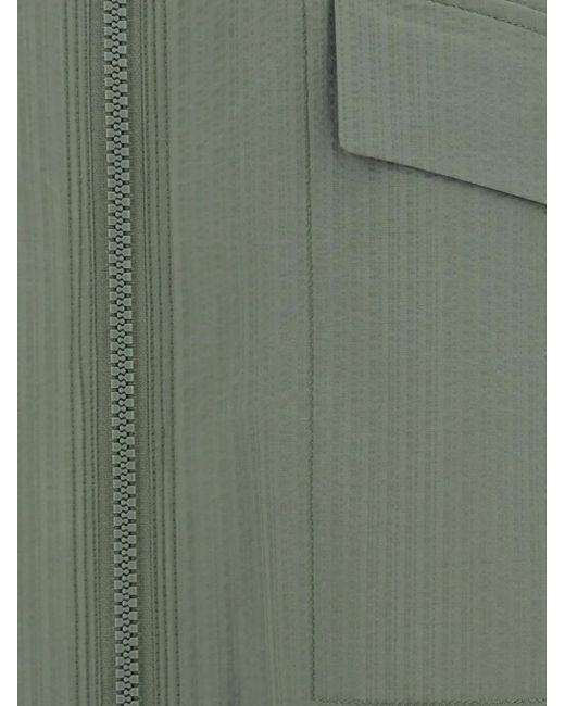 Ganni Green Seersucker Shell Coat