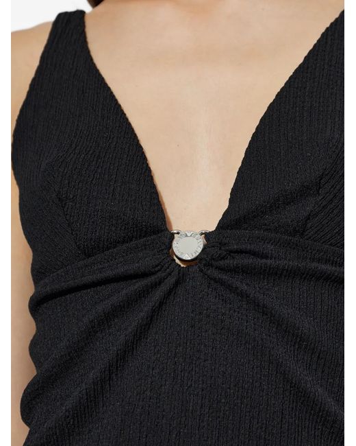 Emporio Armani Black Logo-Plaque Gathered Dress