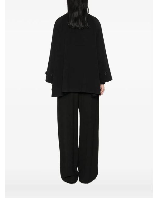 Tagliatore Black Button-Cuff Flared Jacket