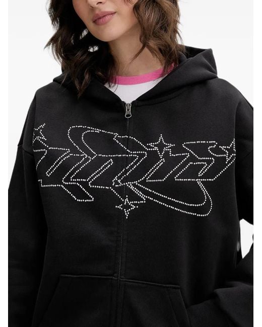 Vans Black Rhinestone-Embellished Zip-Up Hoodie