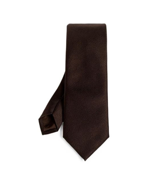 Giorgio Armani Brown Diagonal-Stripe Silk Tie for men