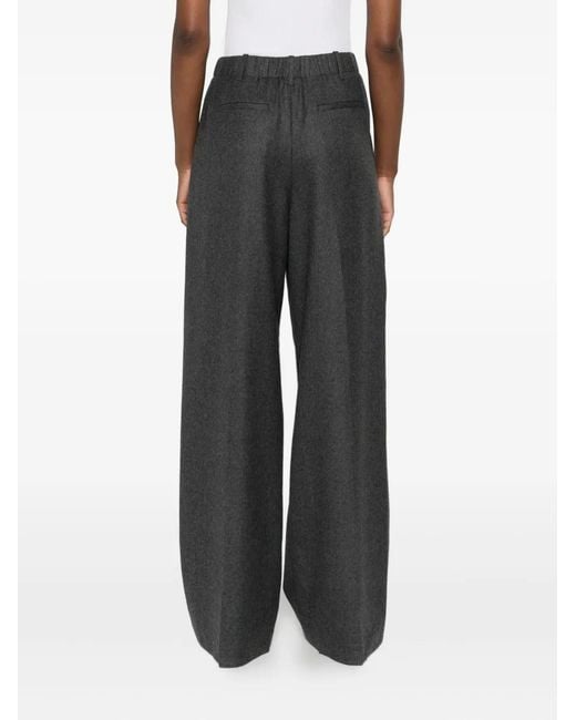 Bompard Gray Ribbed Straight Trousers