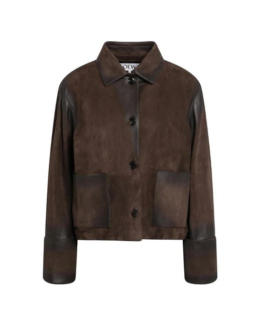 Loewe Brown Turn-Up Suede Jacket