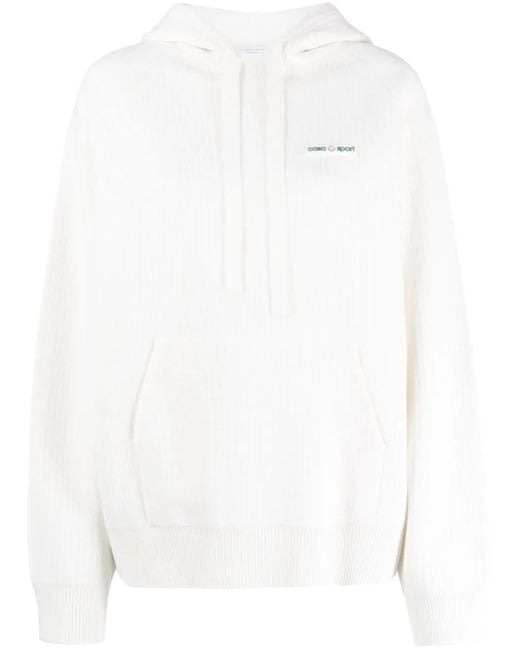 Casablanca White Casa Sport Ribbed Hoodie