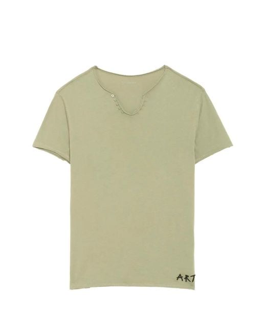 Zadig & Voltaire Green T-Shirt Monastir Henley for men