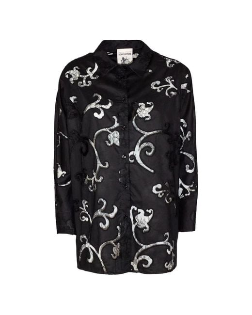 Semicouture Black Embroidered Poplin Shirt