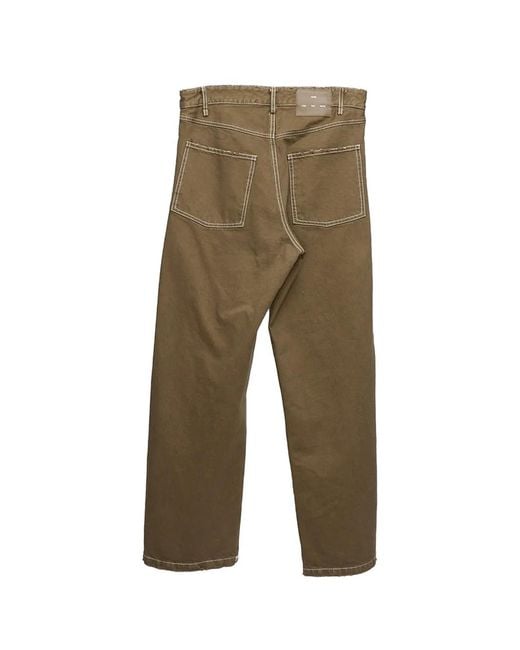 Song For The Mute Green Contrast-Stitch Wide-Leg Jeans for men
