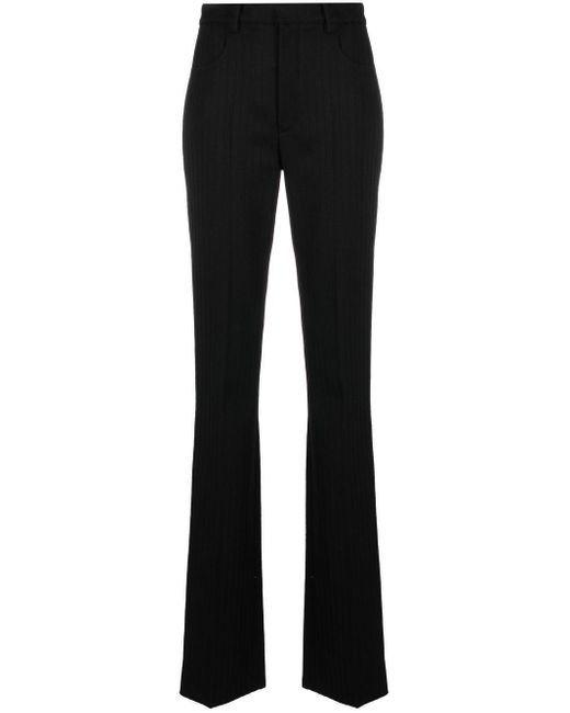 Saint Laurent Black Striped Straight-leg Trousers