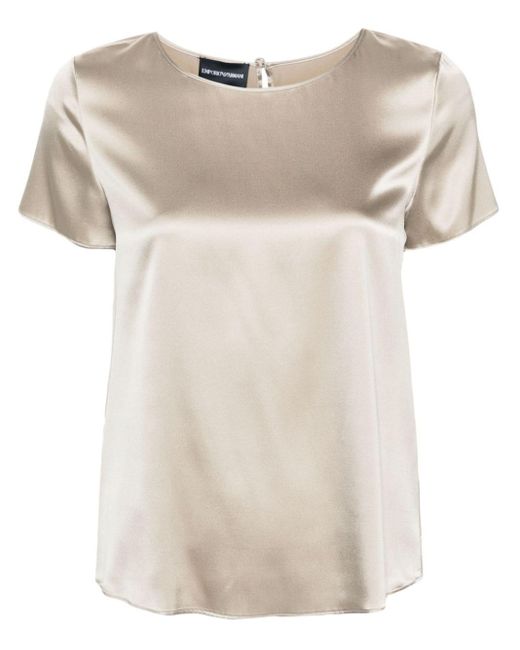 Emporio Armani Natural Bluse mit rundem Ausschnitt