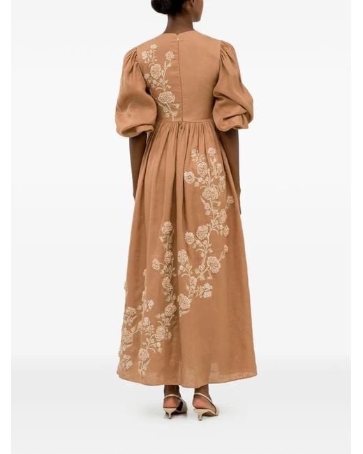 Agua Bendita Natural Raquel Quebrada Embroidered Maxi Dress