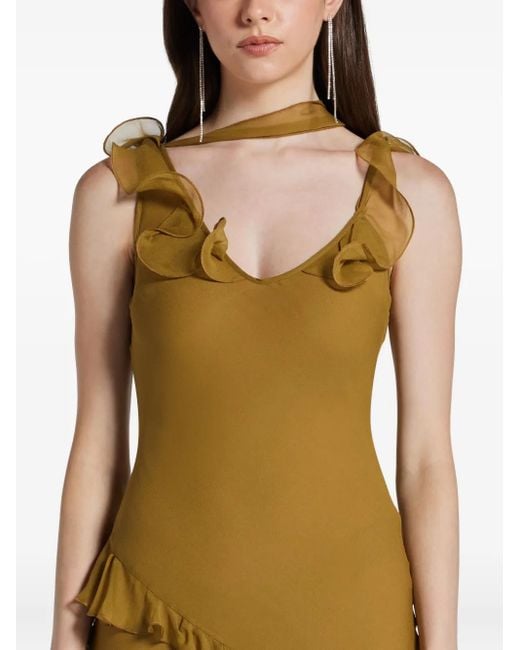 De La Vali Metallic Kleid Mit Rüschen