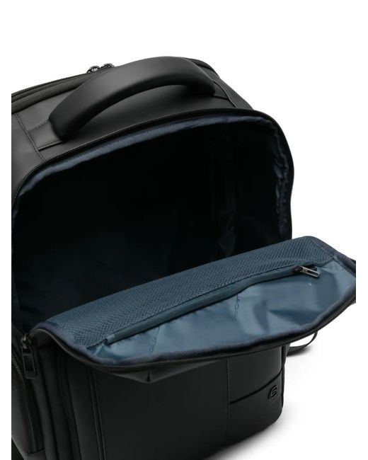 Piquadro Black Logo-Lettering Backpack for men