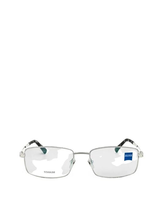 Zeiss White Rectangle-Frame Titanium Glasses for men