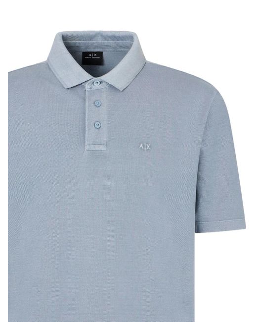ARMANI EXCHANGE Blue Logo-Detail Cotton Polo Shirt for men