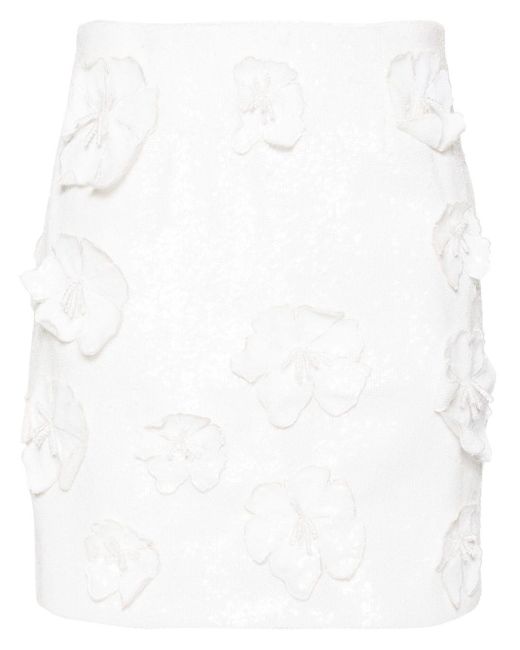 Minifalda con lentejuelas ROTATE BIRGER CHRISTENSEN de color White