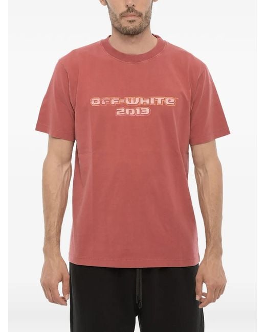 Off-White c/o Virgil Abloh Red Logo-Print Bacchus-Print T-Shirt for men