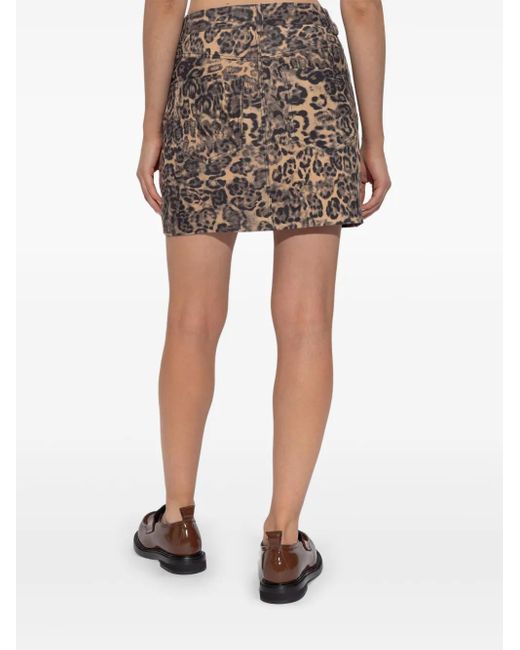 Gestuz Brown Leopard-Print Mini Skirt