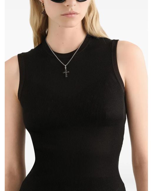 Dolce & Gabbana Black Ribbed Sleeveless Tank Top