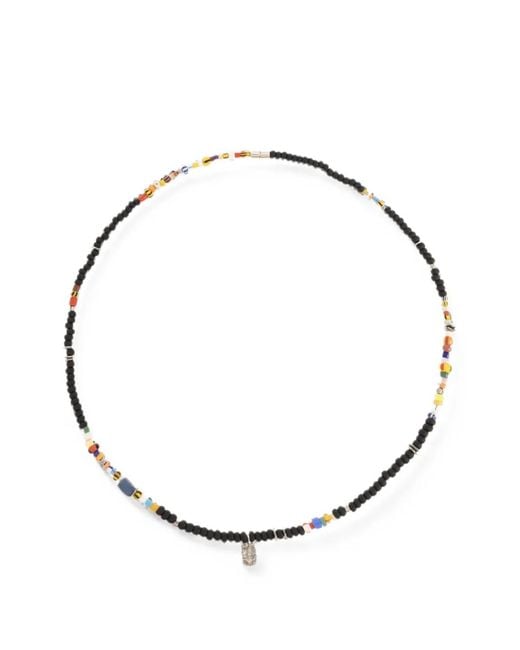 Paul Smith Metallic Beaded Logo-Plaque Necklace for men