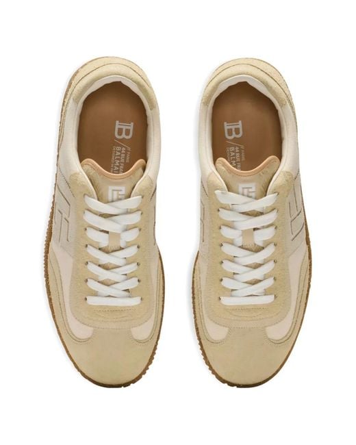Balmain White Swan Lace-Up Logo-Detail Sneakers for men