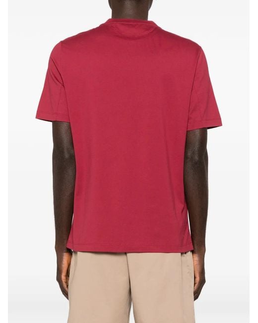 Brunello Cucinelli Red Logo Cotton T-Shirt for men