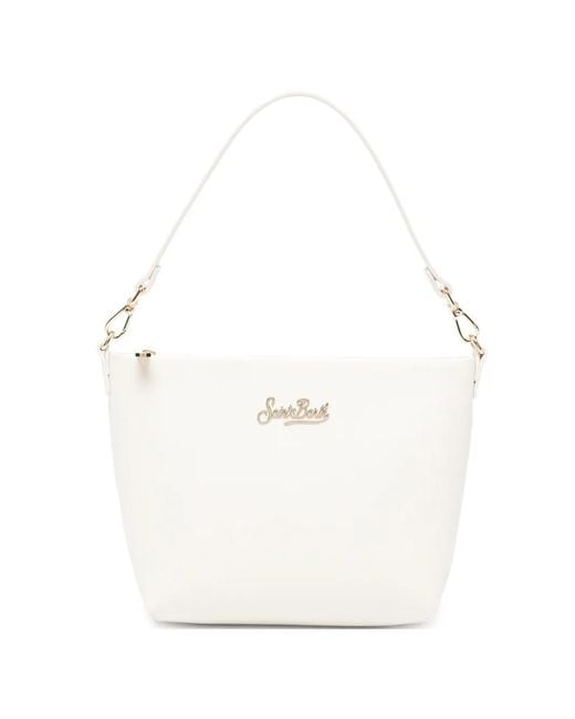 Mc2 Saint Barth White Aline Logo-Plaque Shoulder Bag