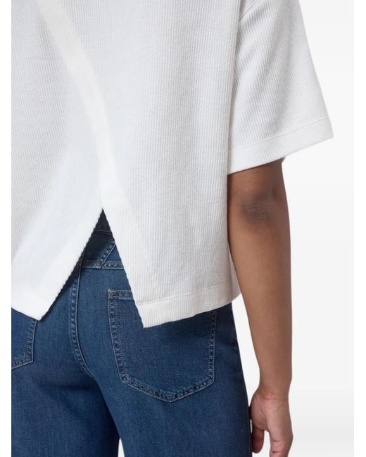 Closed White Back-Slit Ribbed T-Shirt