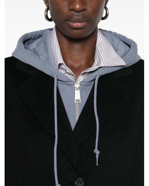 Prada Black Single-Breasted Notched-Lapels Coat