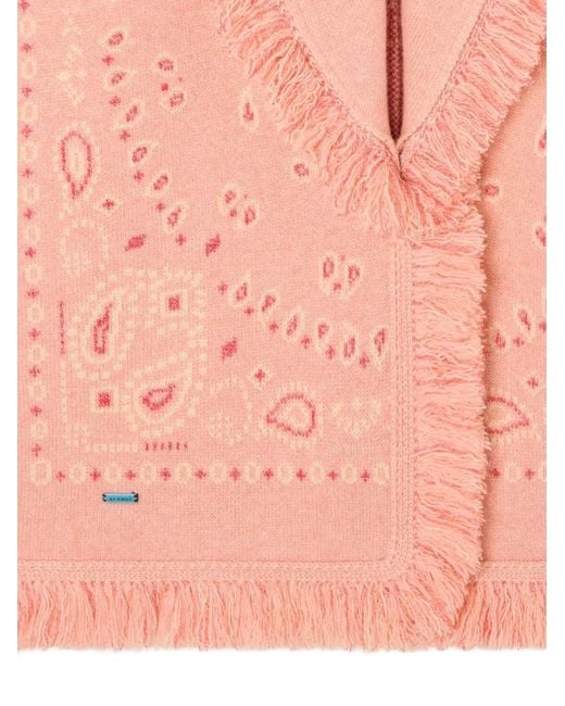 Alanui Pink Bandana Jacquard Fringed Cardigan