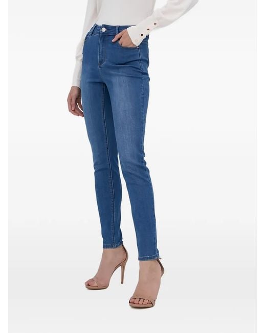 Morgan Blue Logo-Patch Skinny Jeans