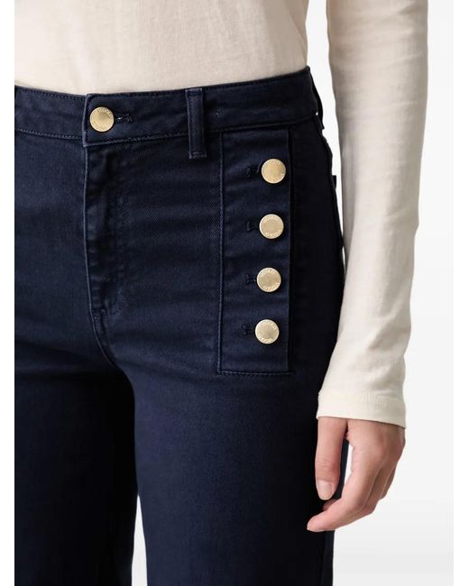 ViCOLO Blue Button-Detail Flared Jeans