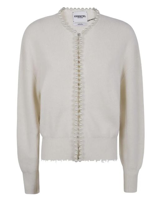 Essentiel Antwerp Gray "Ideas" Knit Cardigan With Beads