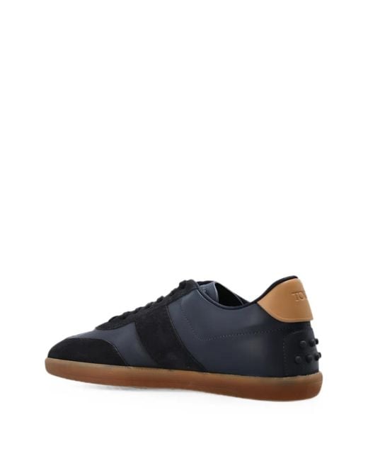 Tod's Blue Panelled Leather Sneakers for men