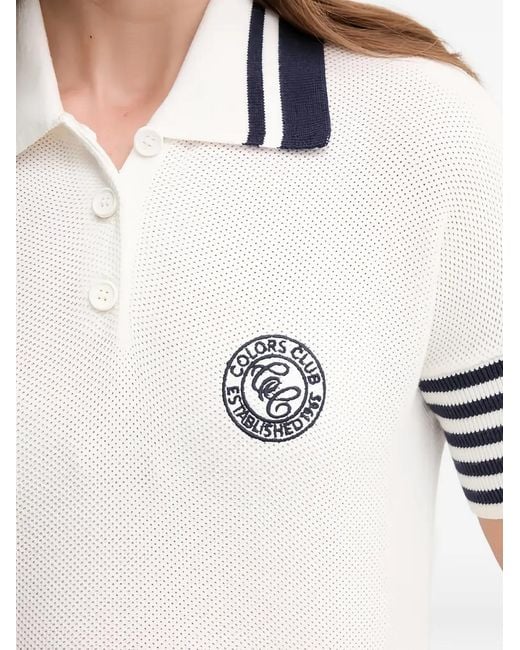 Benetton White Polo À Rayures