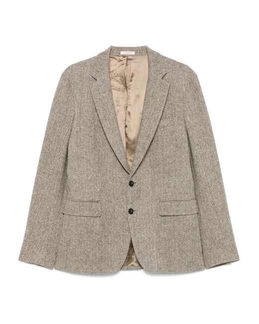 Fursac Brown Virgin Wool Single-Breasted Blazer for men